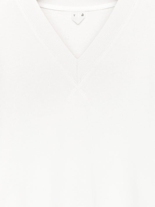 V-Neck Sweatshirt - White - Image 2