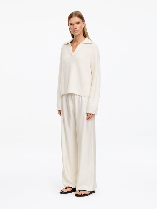 Silk Twill Trousers - White - Image 2