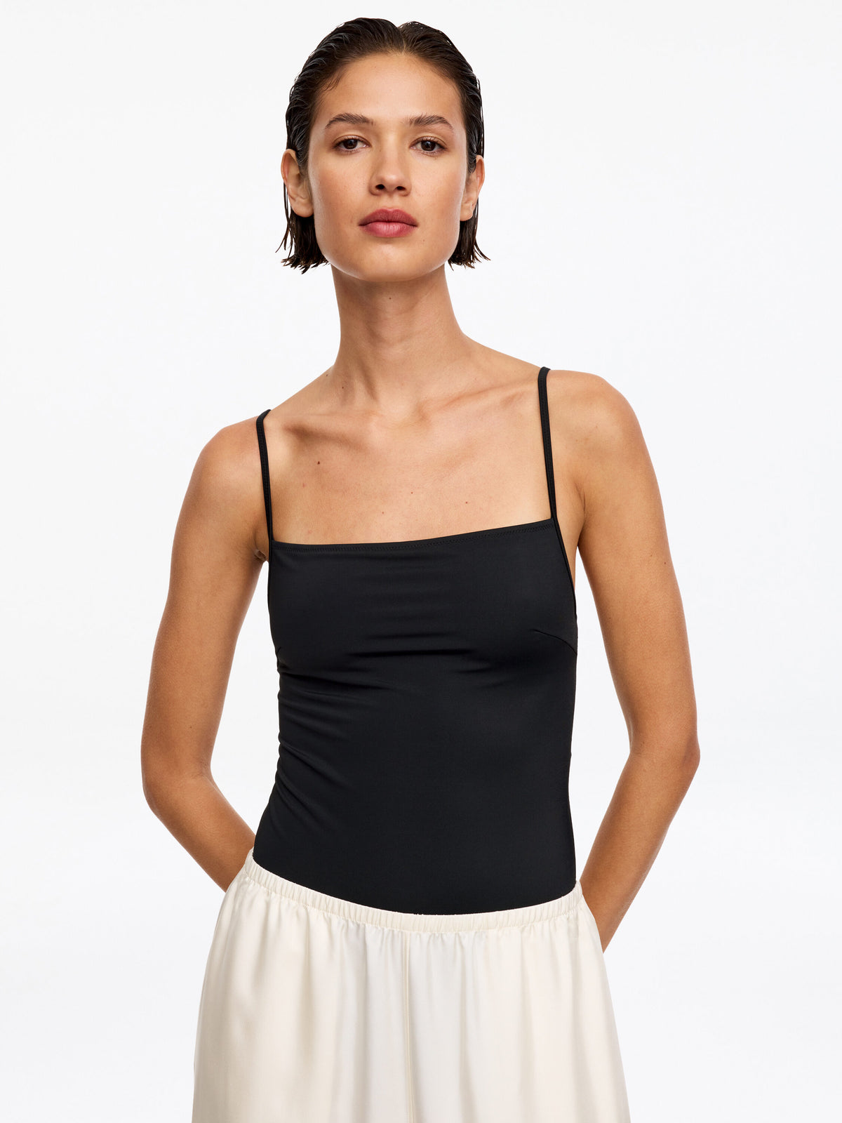 Square-Neck Swimsuit - Black - Image 5