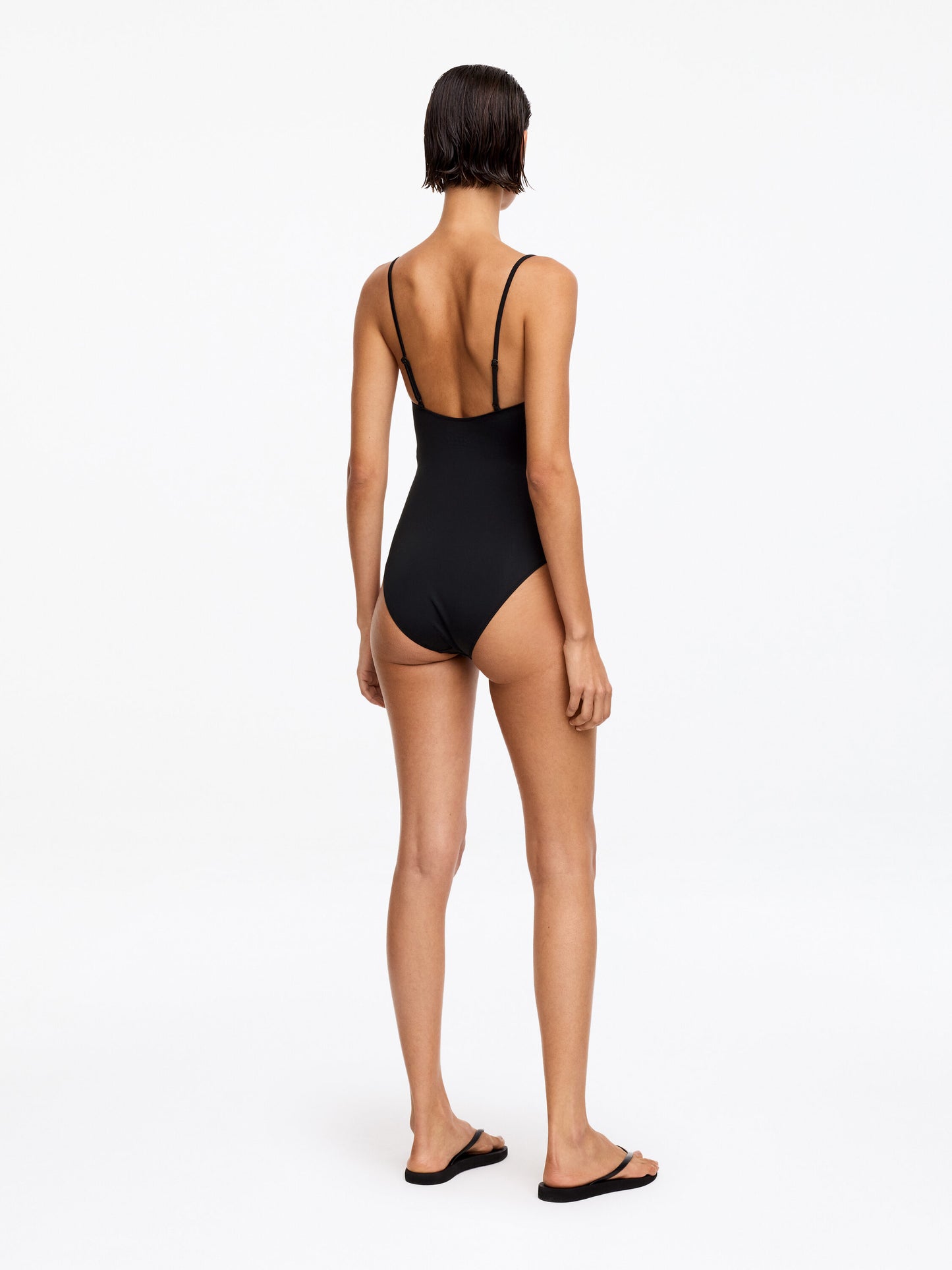 Square-Neck Swimsuit - Black - Image 3