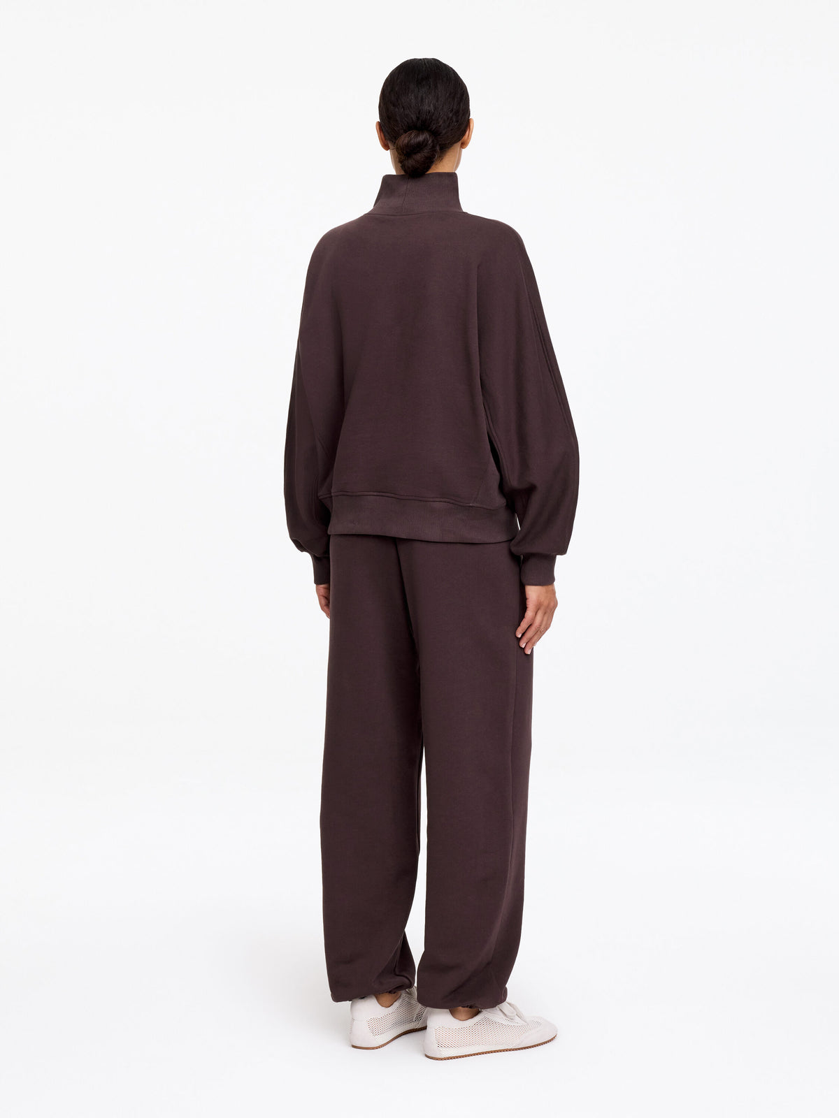 Mock-Neck Terry Sweatshirt - Brown - Image 2