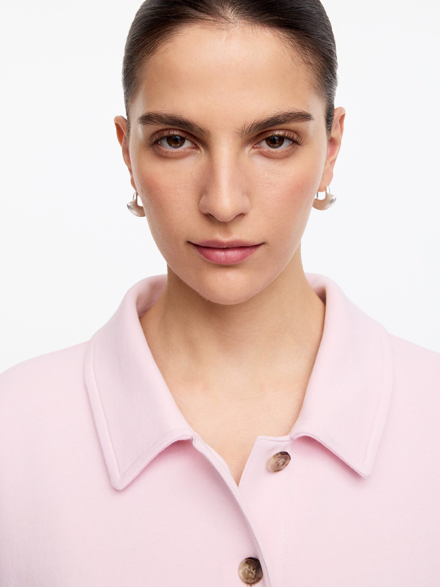 French Terry Polo Sweatshirt - Pink - Image 5