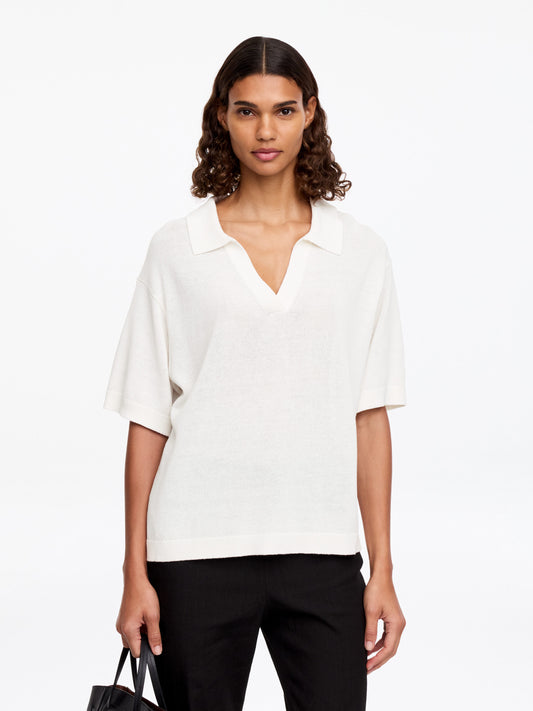 Knitted Polo Jumper - White