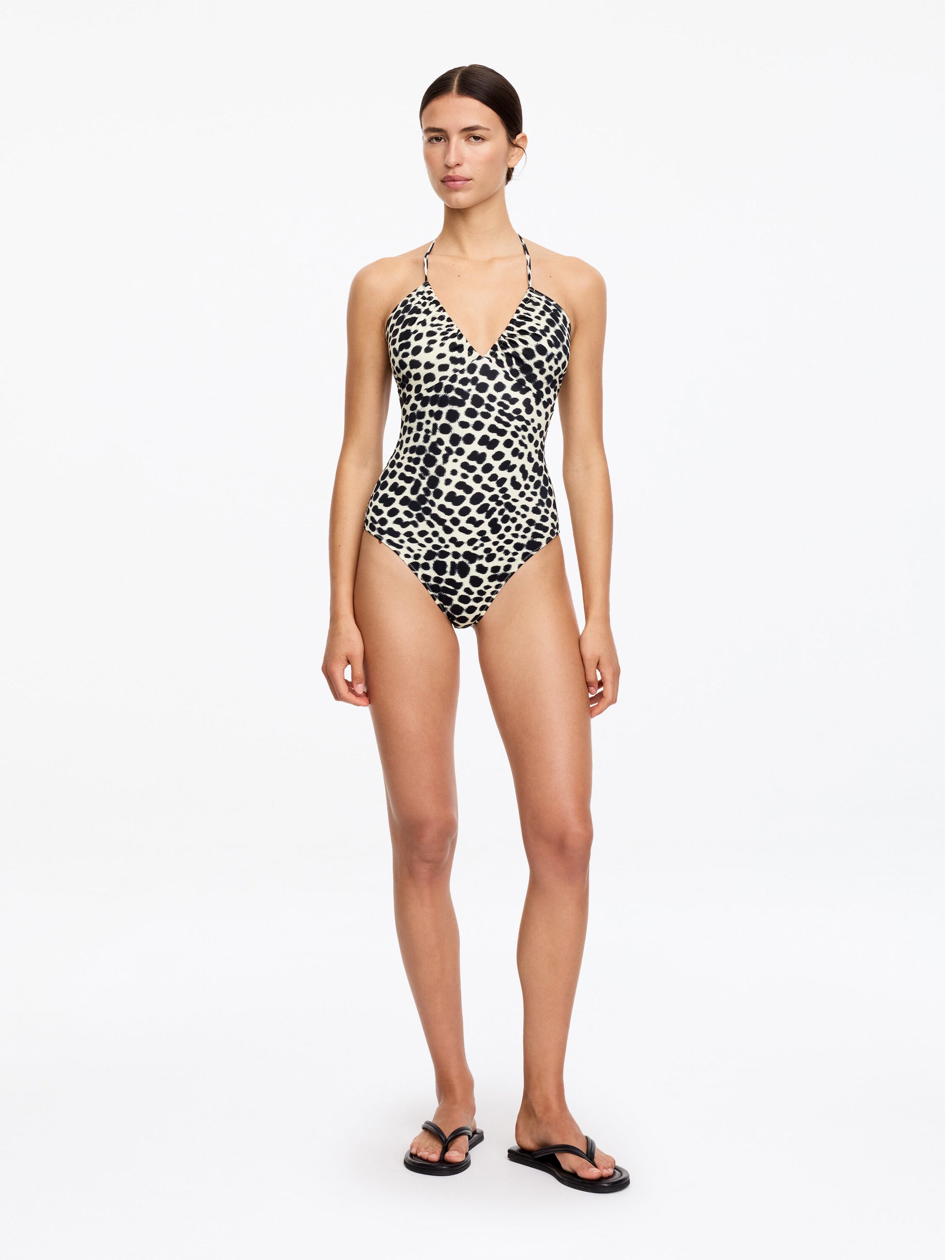 Halterneck Swimsuit - Beige