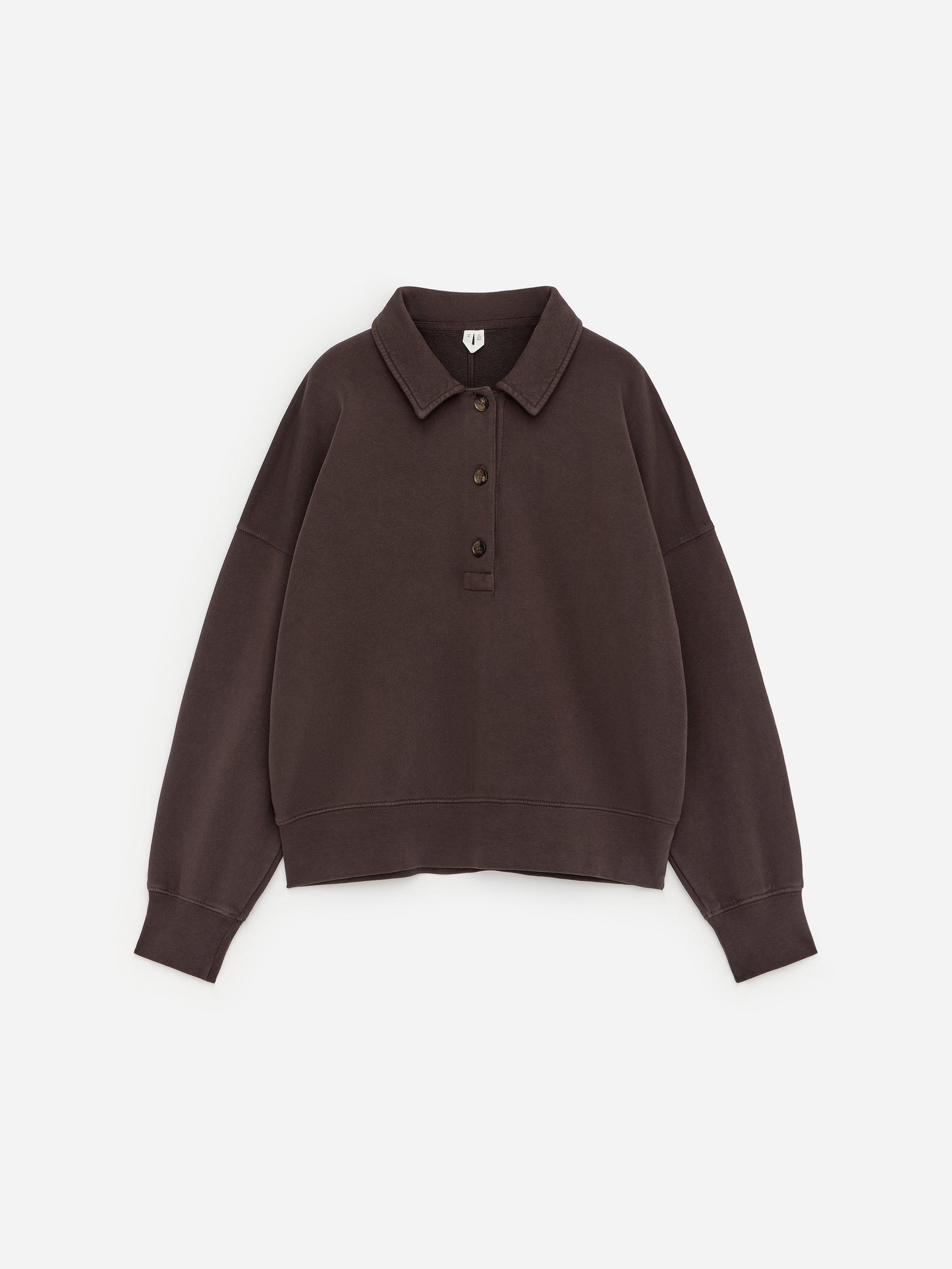 French Terry Polo Sweatshirt - Brown - Image 5