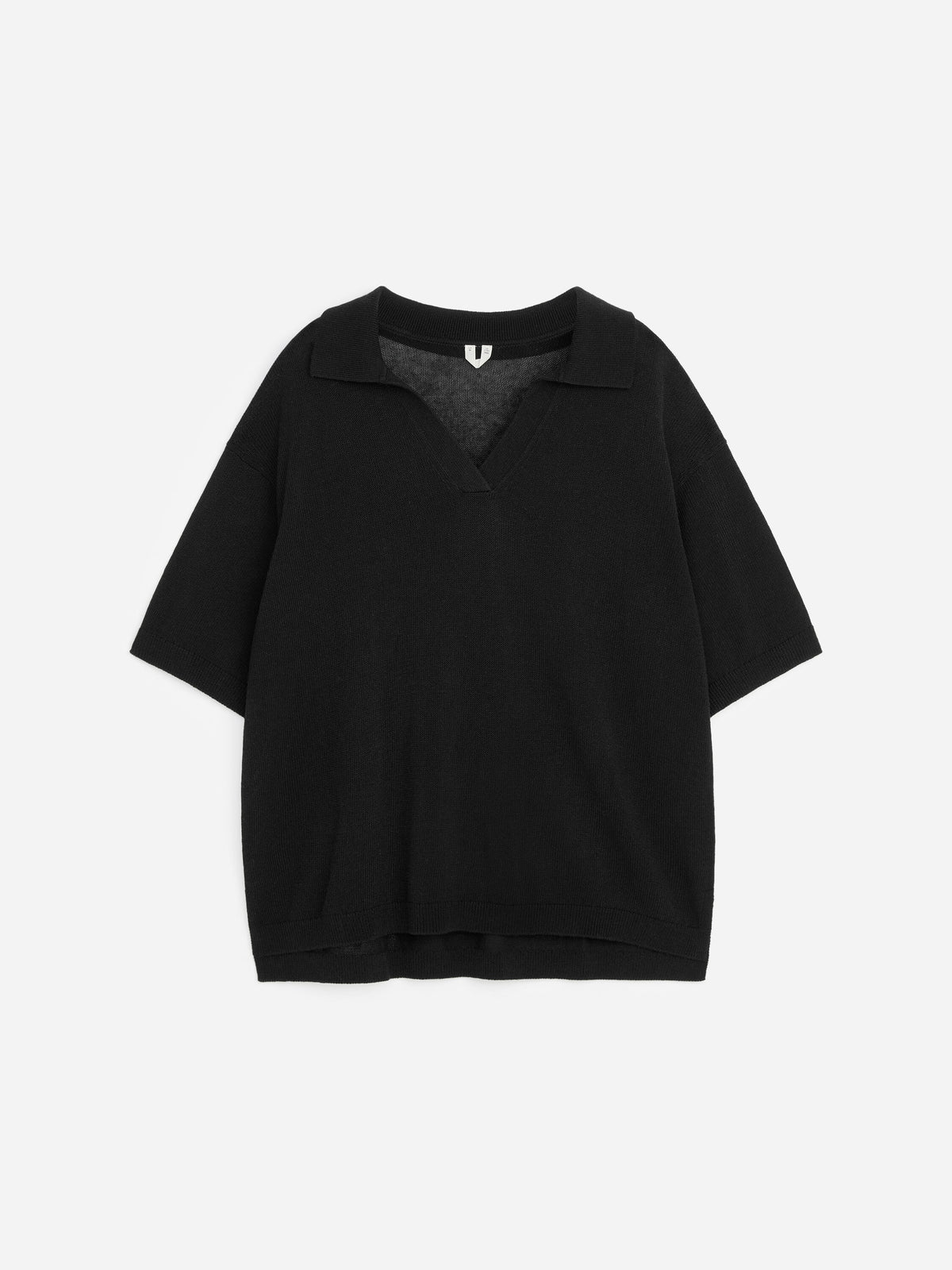 Knitted Polo Jumper - Black - Image 5
