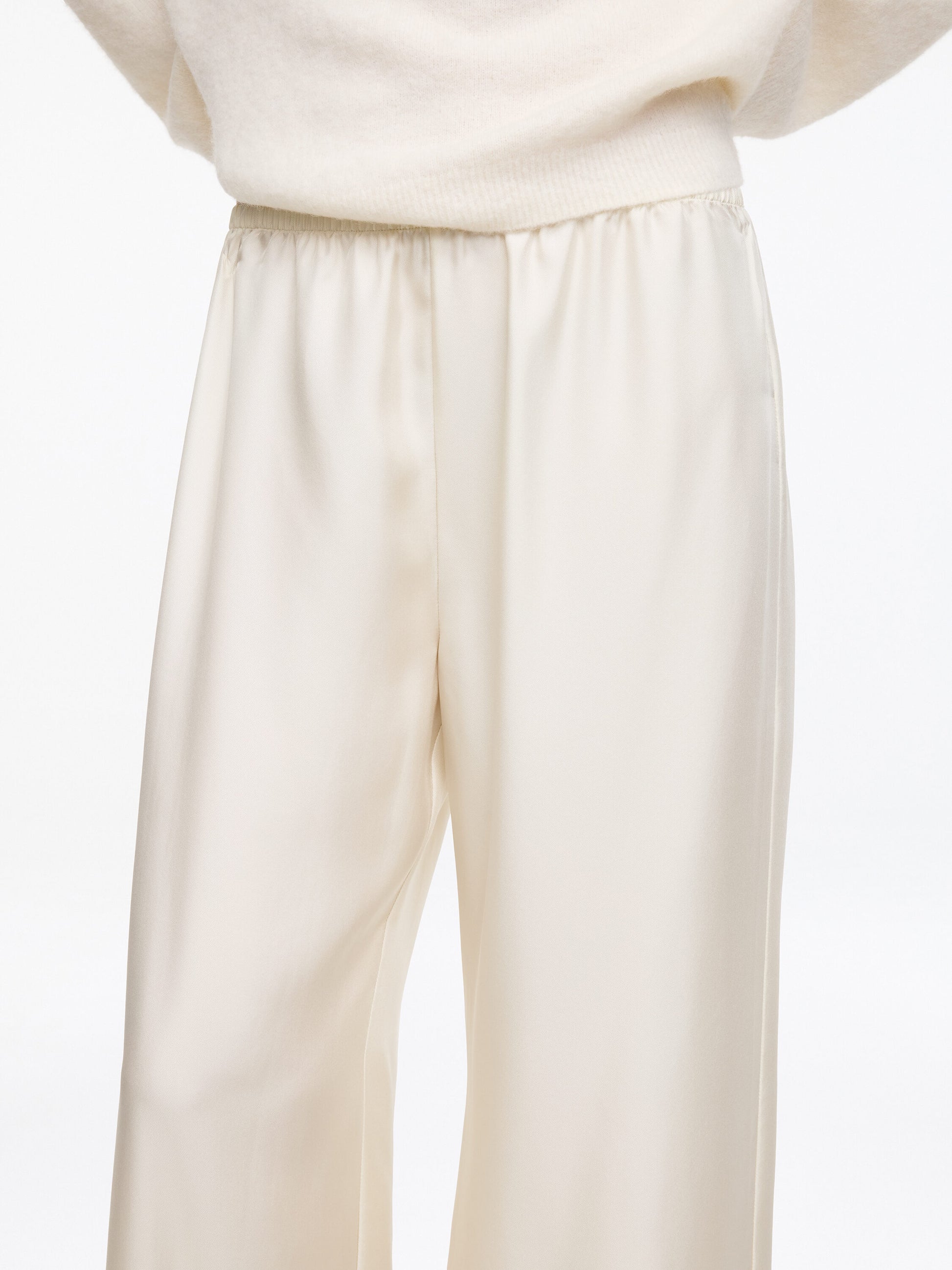 Silk Twill Trousers - White - Image 5