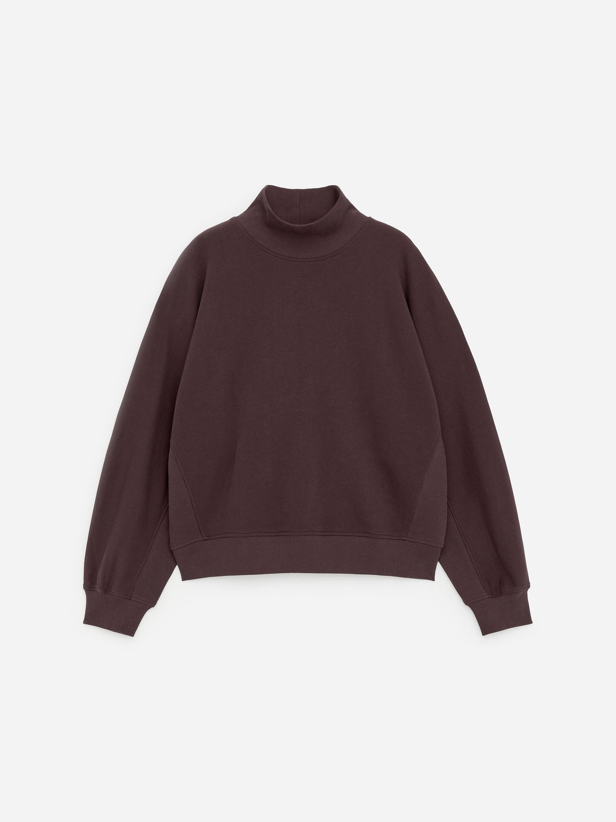 Mock-Neck Terry Sweatshirt - Brown - Image 6