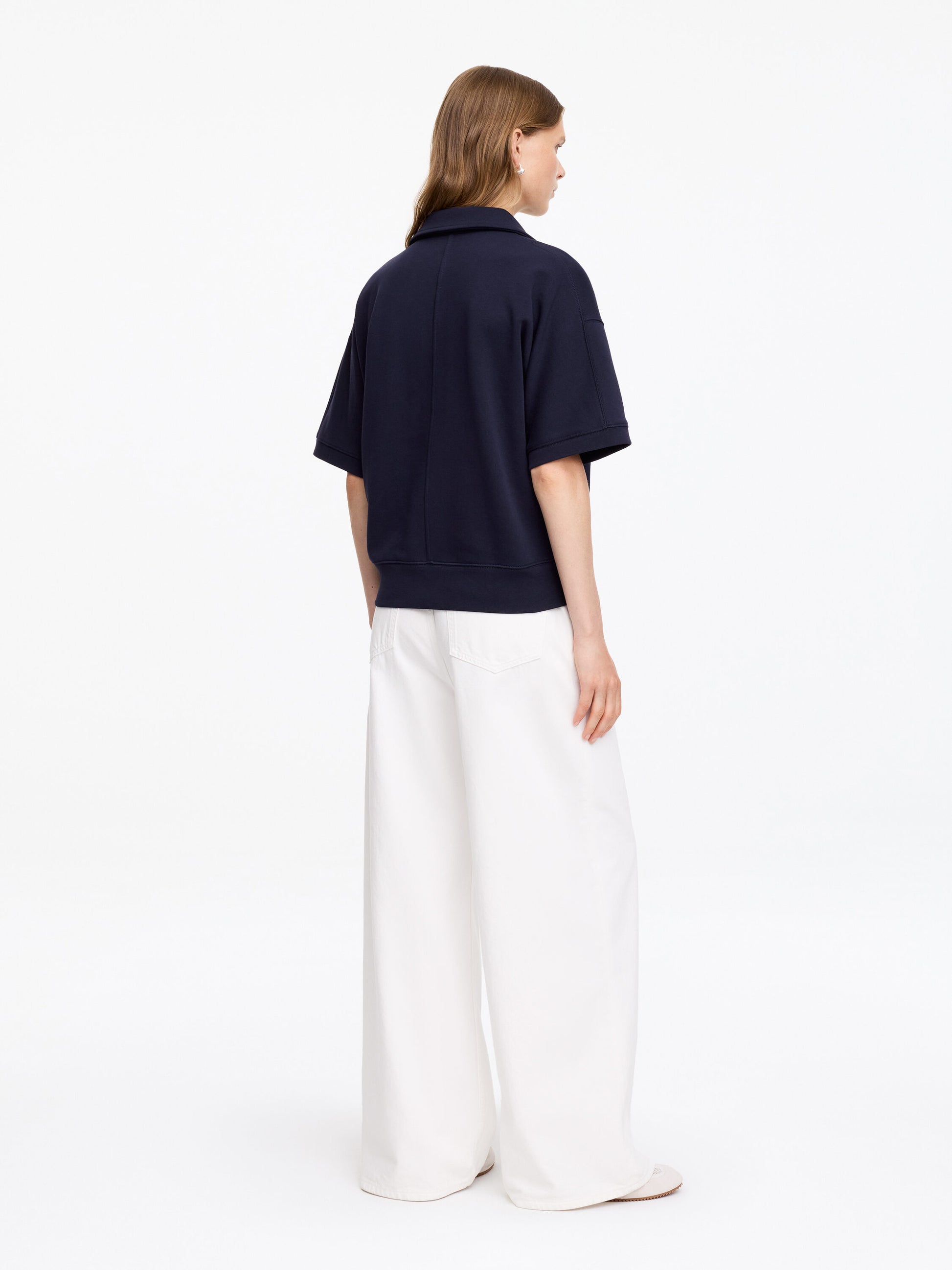French Terry Polo Sweatshirt - Blue - Image 2