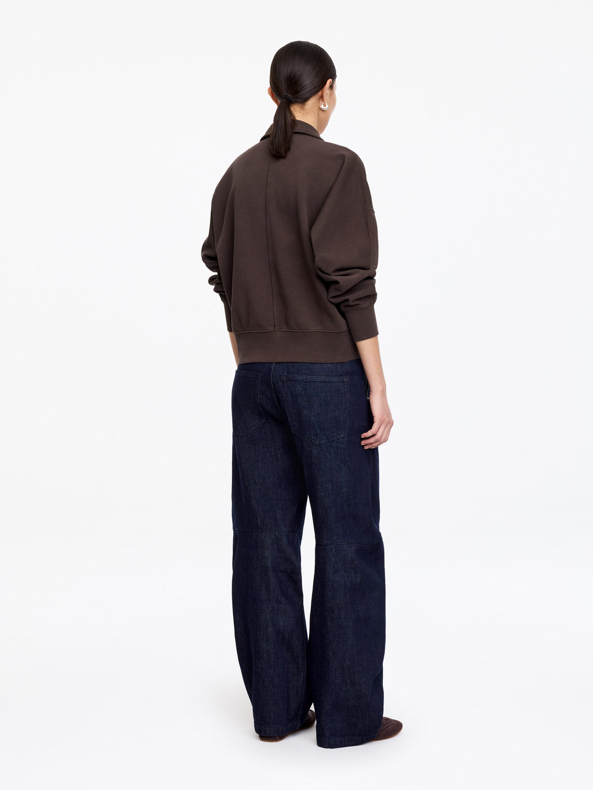 French Terry Polo Sweatshirt - Brown - Image 2