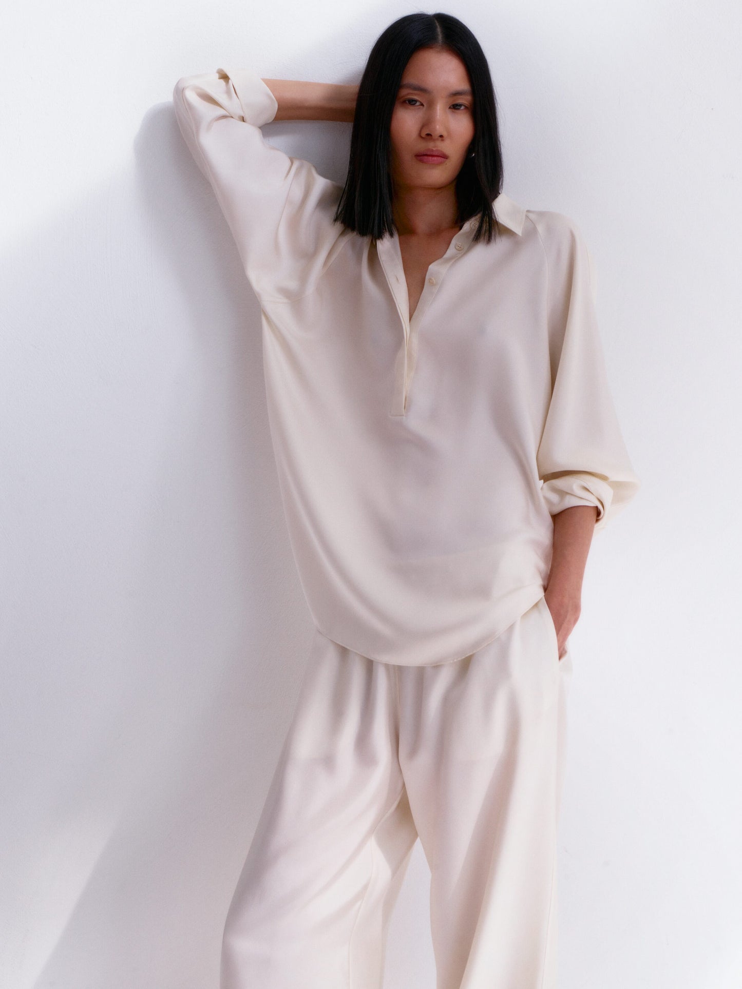 Silk Twill Trousers - White - Image 7