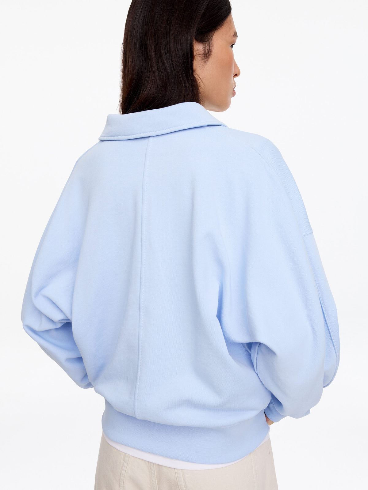 French Terry Polo Sweatshirt - Blue - Image 4