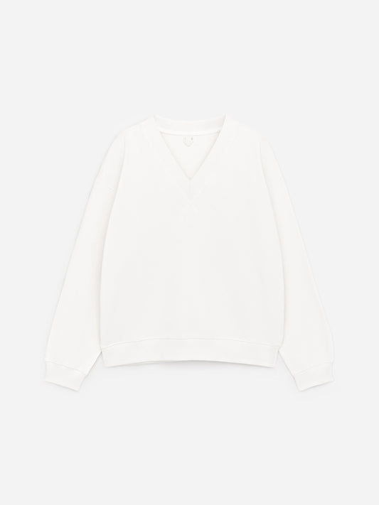 V-Neck Sweatshirt - White