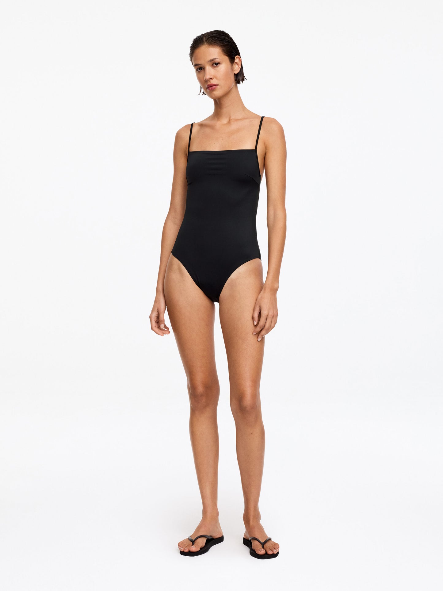 Square-Neck Swimsuit - Black