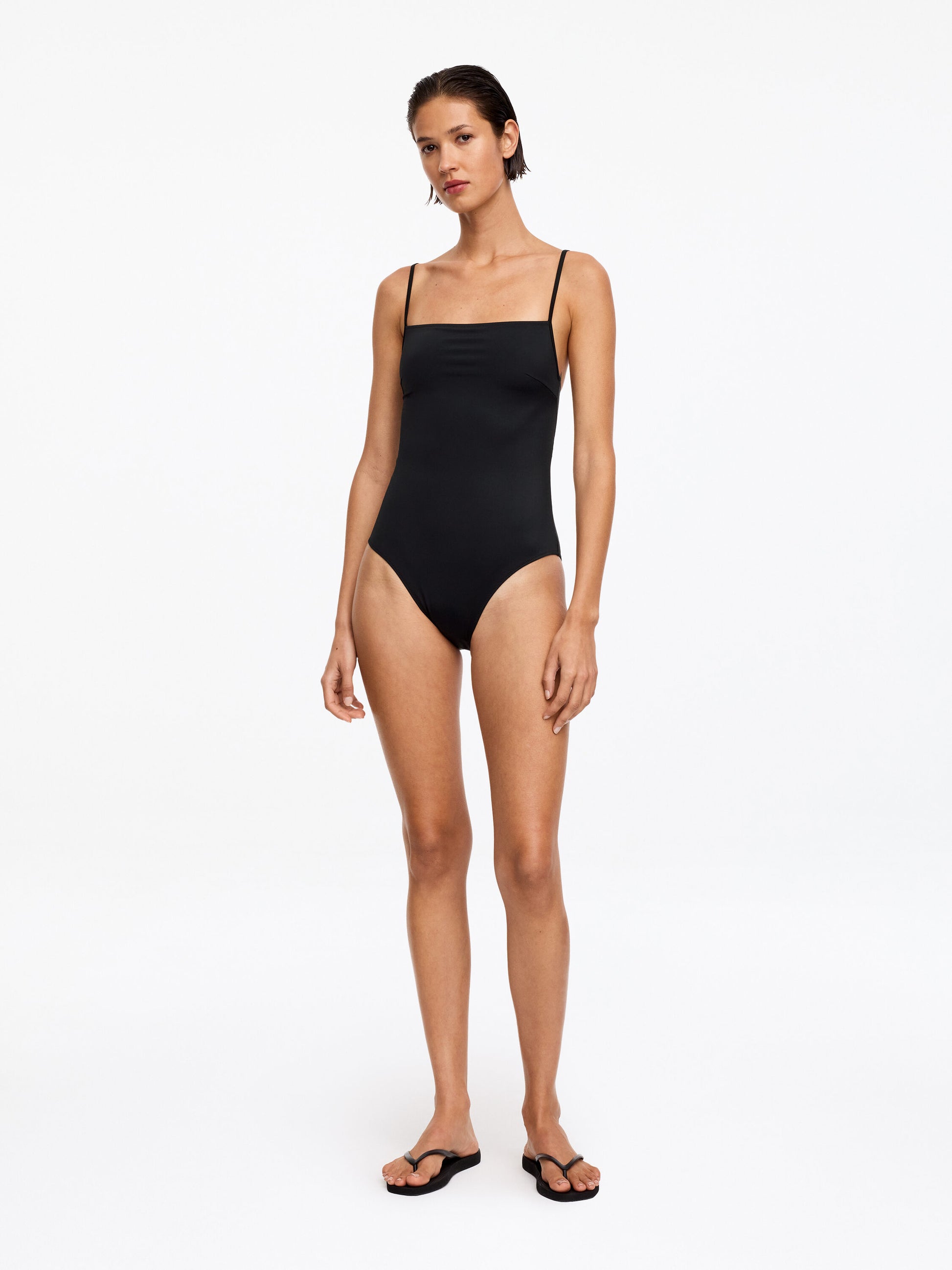 Square-Neck Swimsuit - Black
