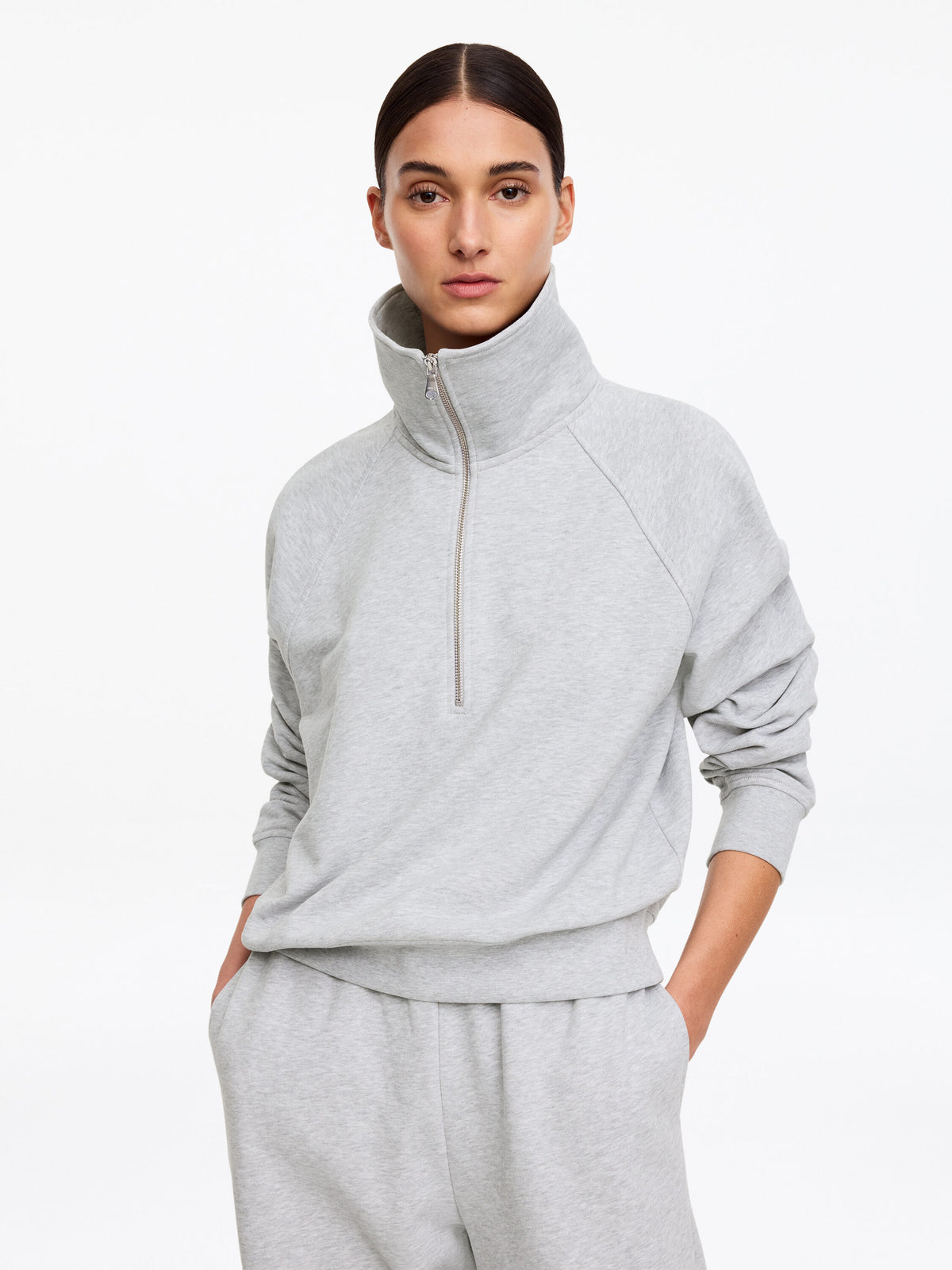Half-Zip Terry Sweatshirt - Grey - Image 4