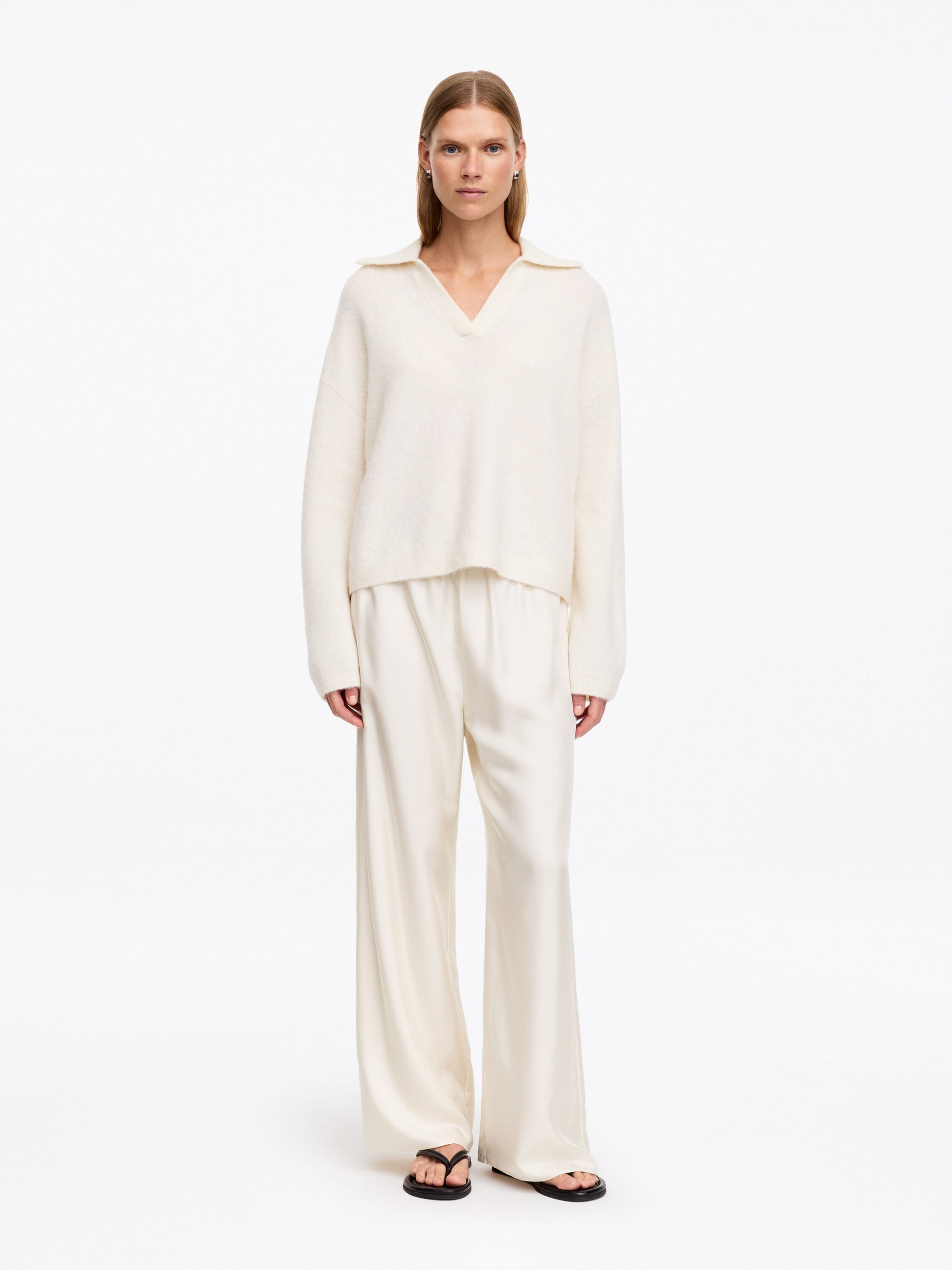 Silk Twill Trousers - White