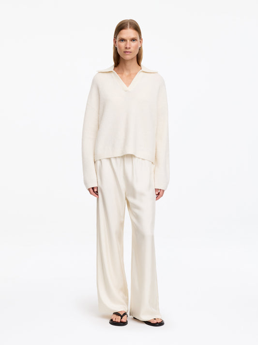 Silk Twill Trousers - White
