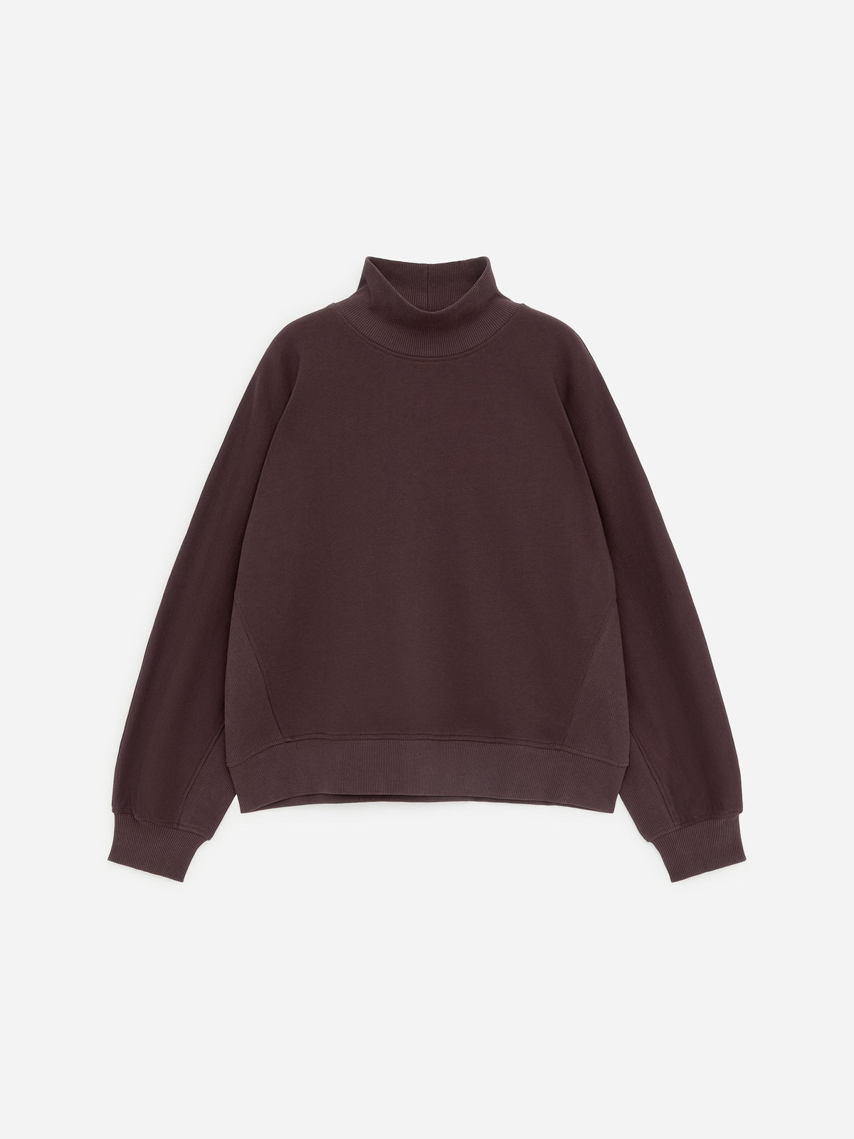 Mock-Neck Terry Sweatshirt - Brown - Image 5