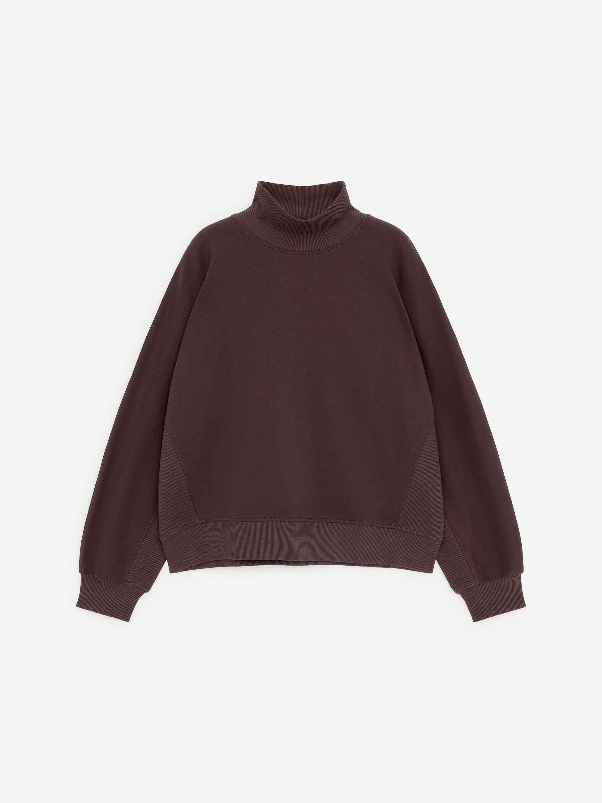 Mock-Neck Terry Sweatshirt - Brown - Image 5