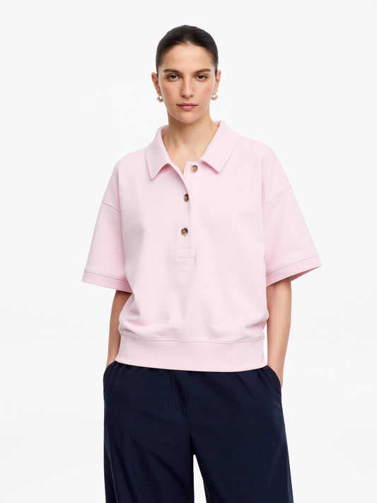 French Terry Polo Sweatshirt - Pink