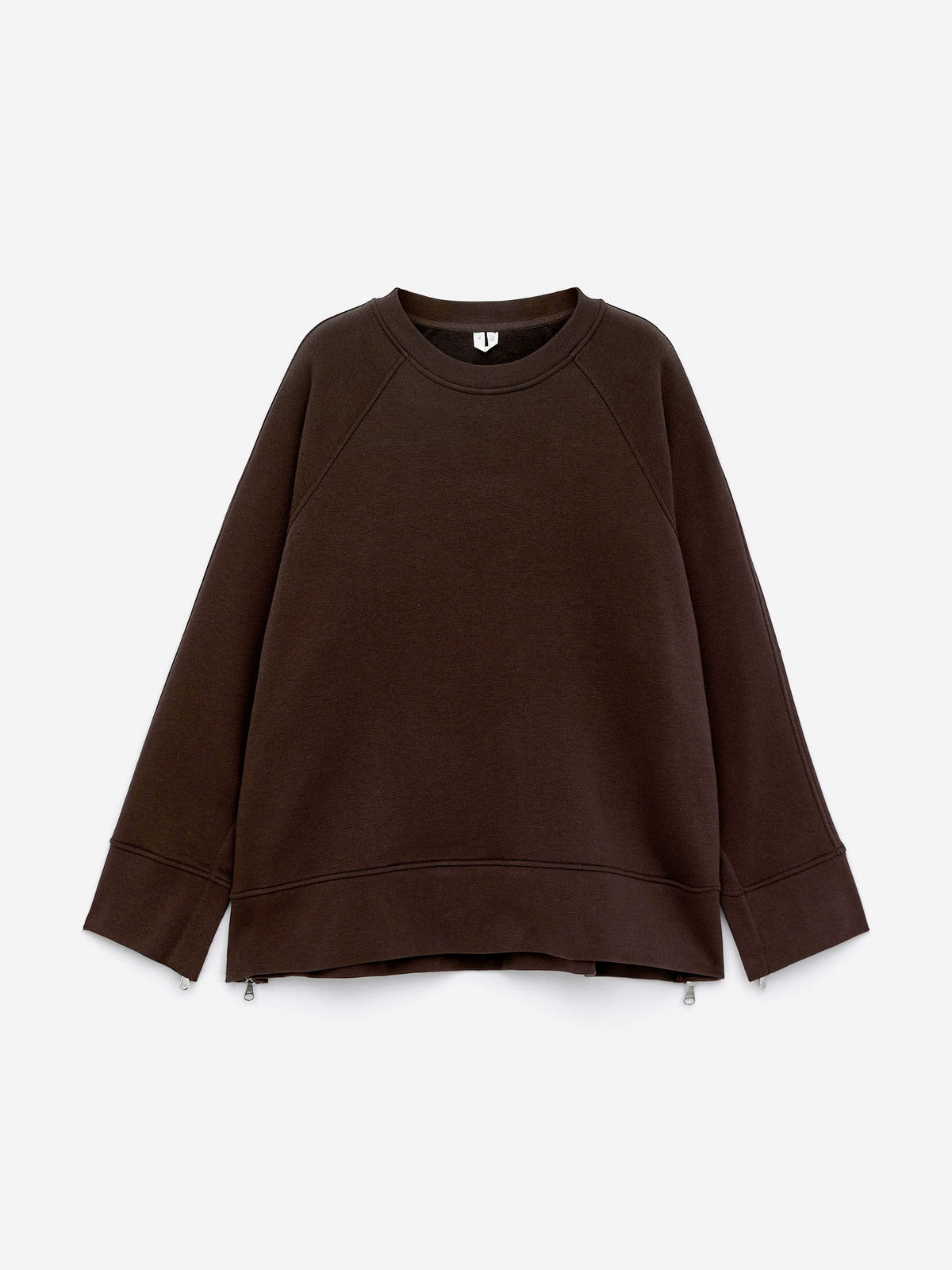 Zip-Detail Sweatshirt - Brown