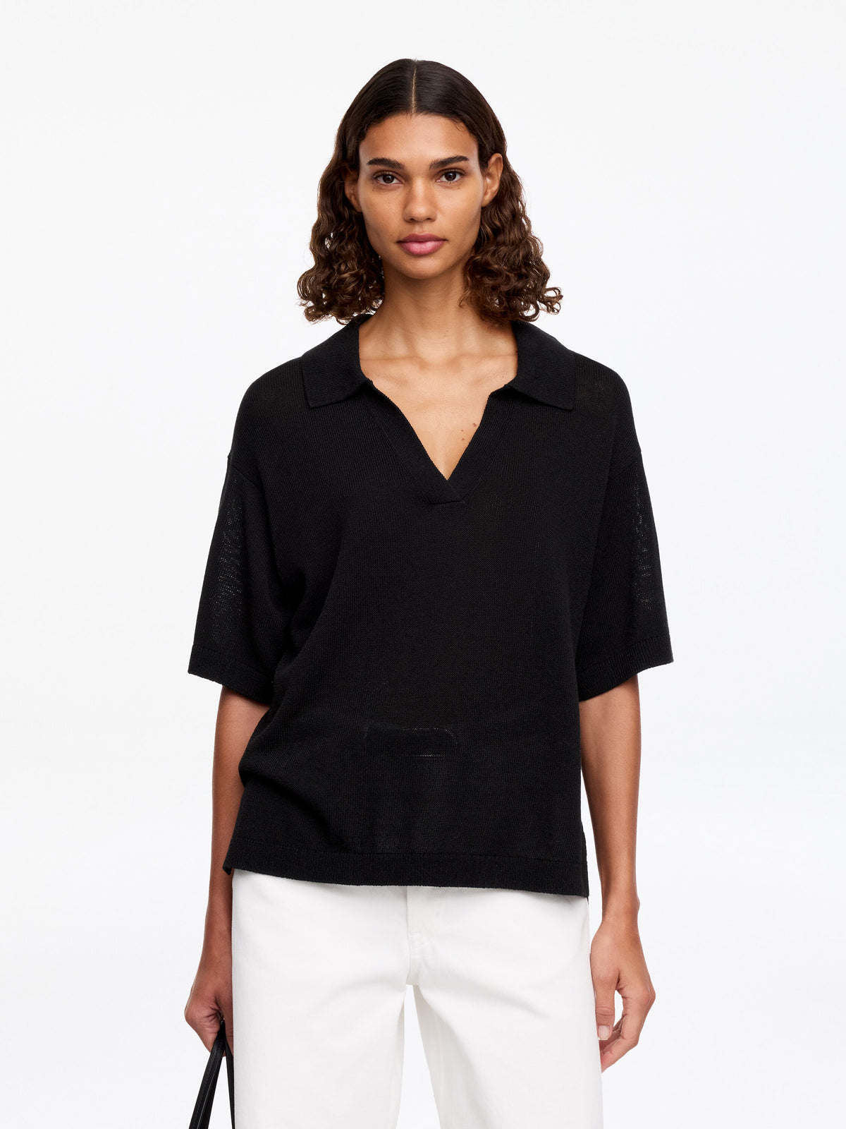 Knitted Polo Jumper - Black